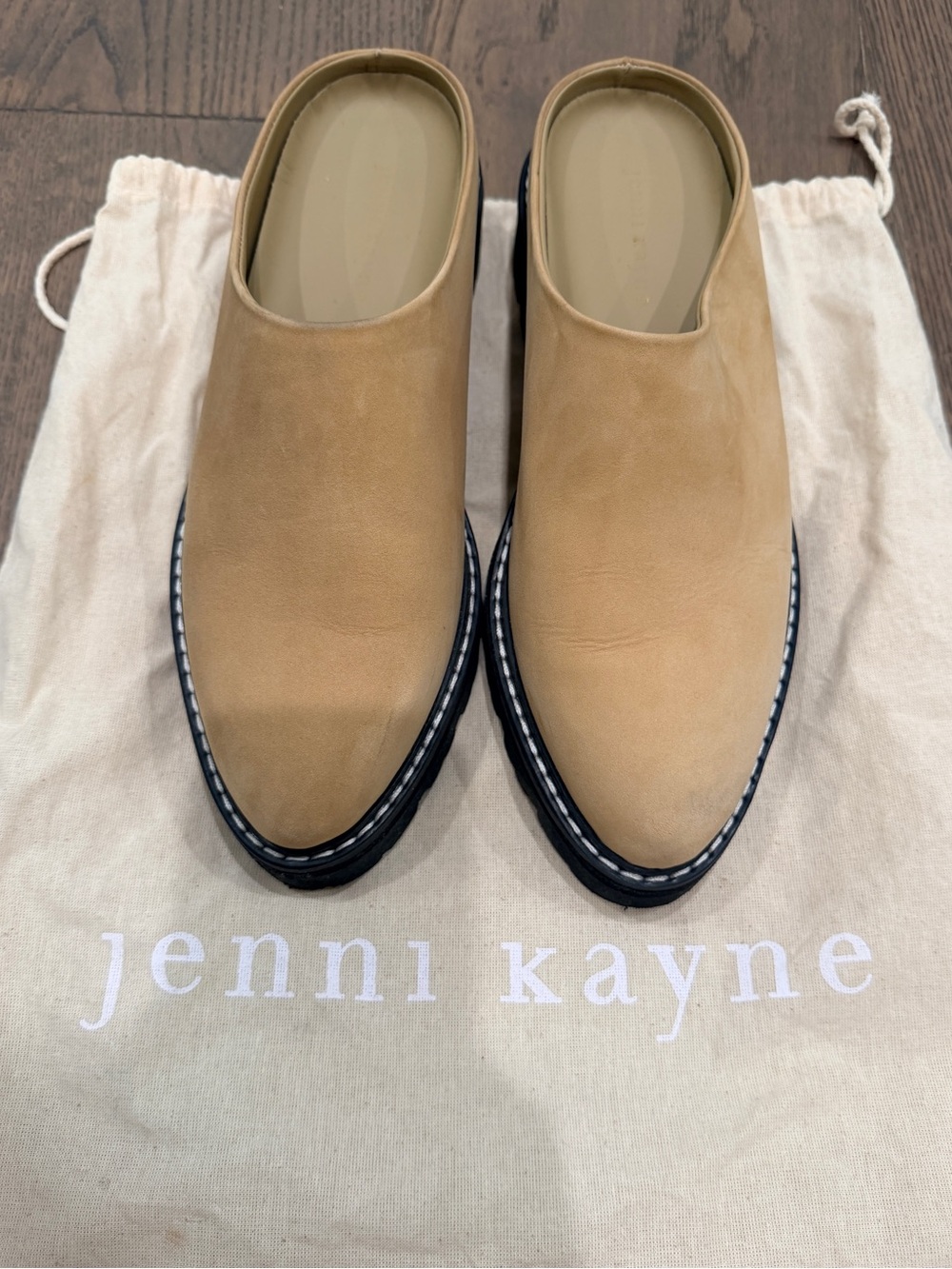 Jenni Kayne Women's Oiled Leather Lug Mules in Tan EU 38